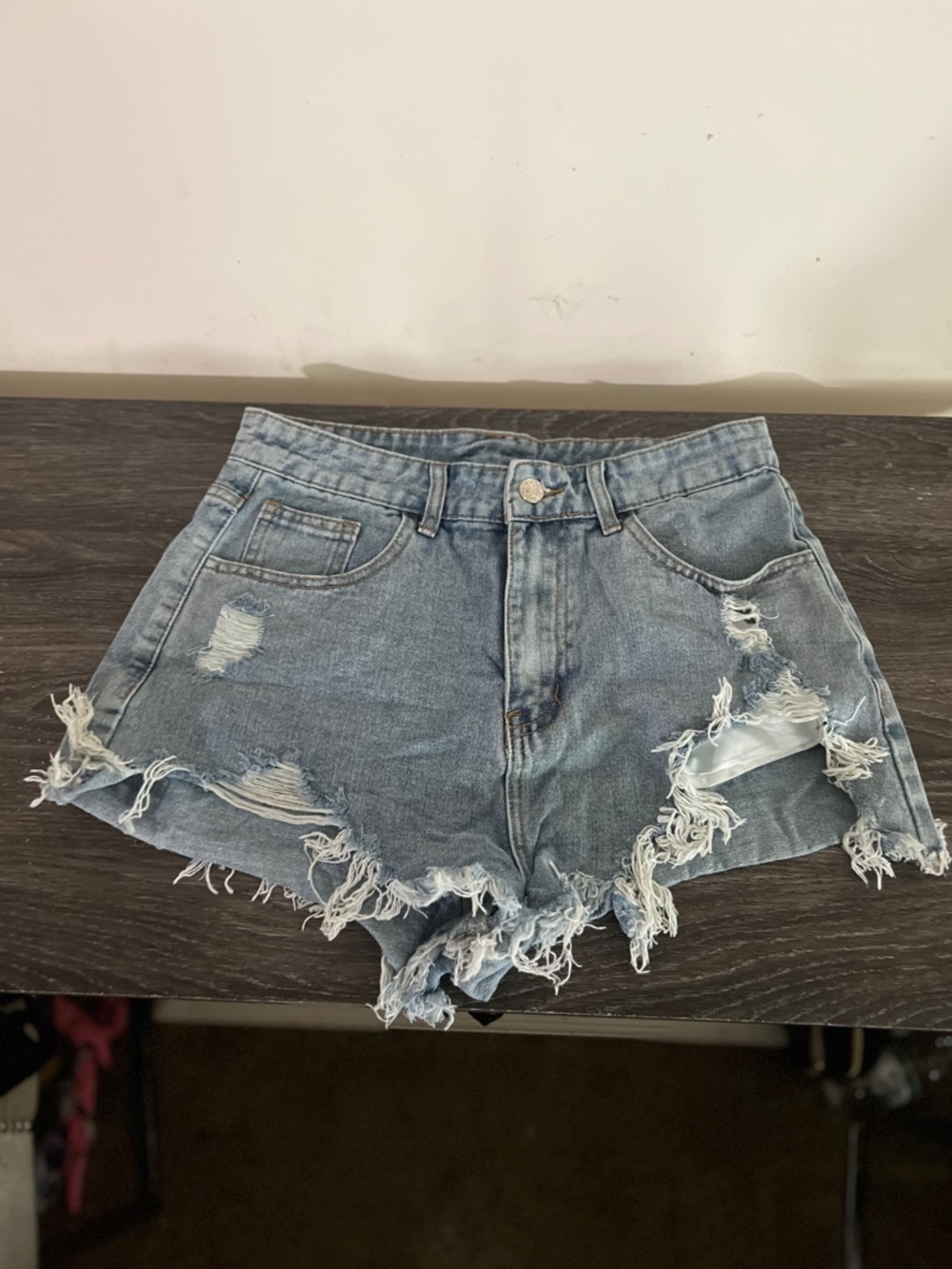 SHEIN Distressed High Waist Shorts